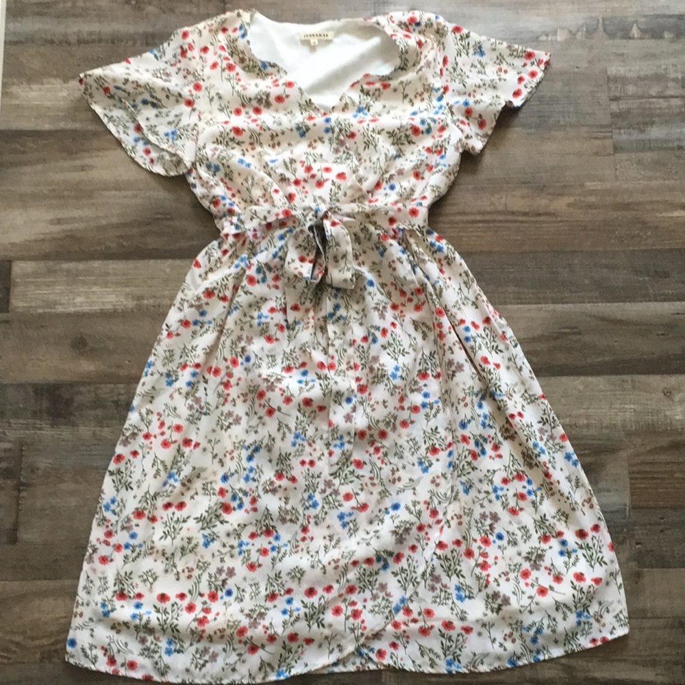 JessaKae floral faux midi wrap dress